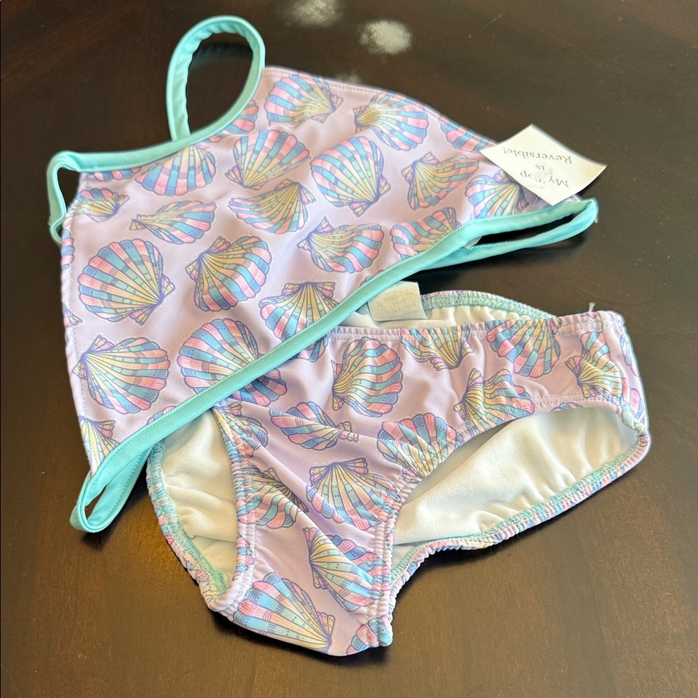 Kids Seashell Bikini Set - Purple and Blue